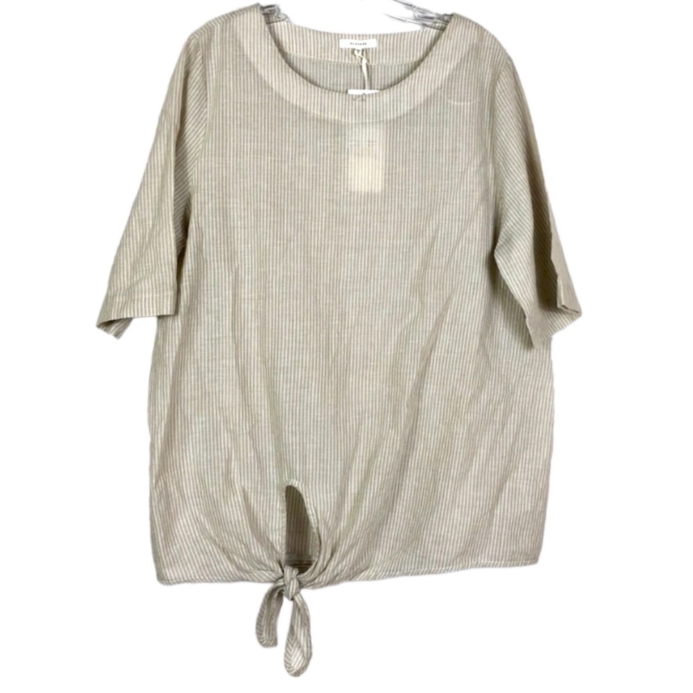 Pleione Khaki White Stripe Tie Top Size XL